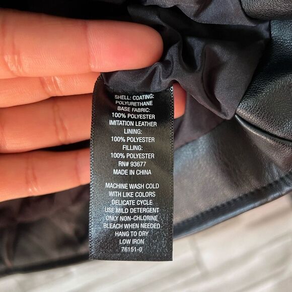 Worthington || Women’s Large Black Quilted Faux Leather Moto Jacket Full Zip - Picture 4 of 7